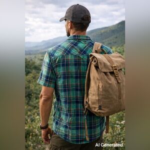 prAna Men’s Plaid Button-Up Shirt (Size Large)